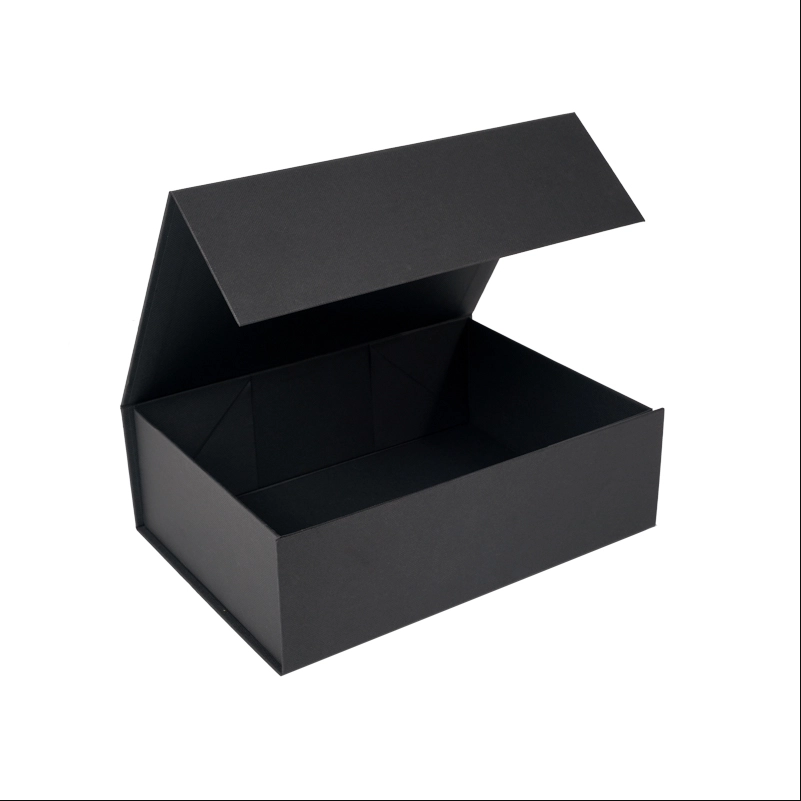 Caja de papel de cartón negro para regalo y caja cosmética con fábrica de cierre magnético plegable a granel al por mayor