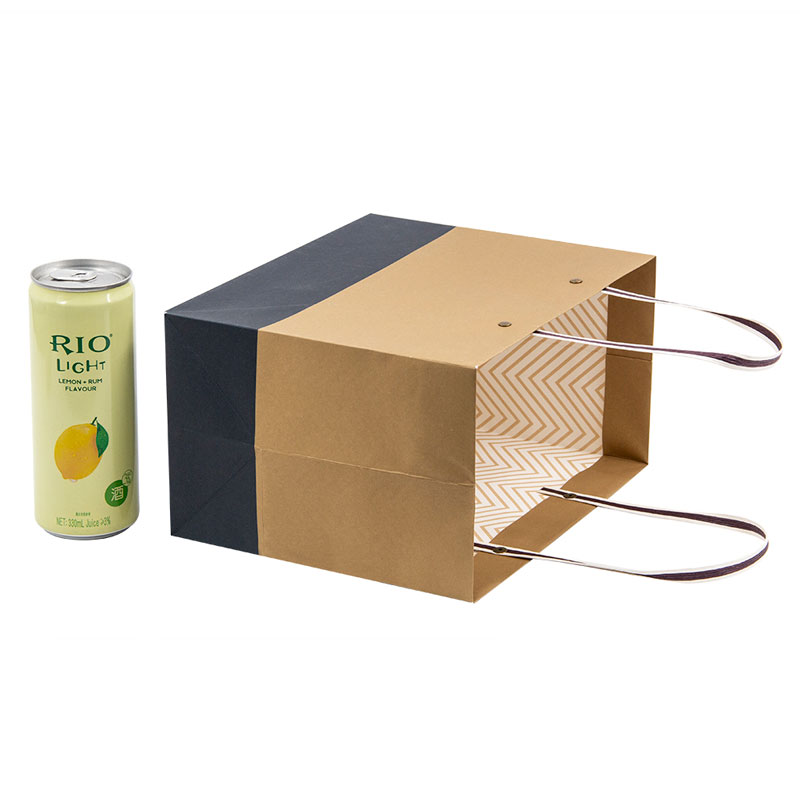 Bolsa de papel Kraft reutilizable de alta calidad Lipack con mango de papel perforado con remaches