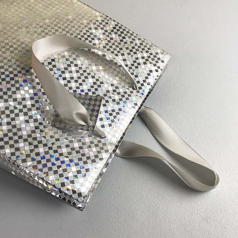Bolsa de papel de compra de Lipack Silver Glitter Bling Cosmetics