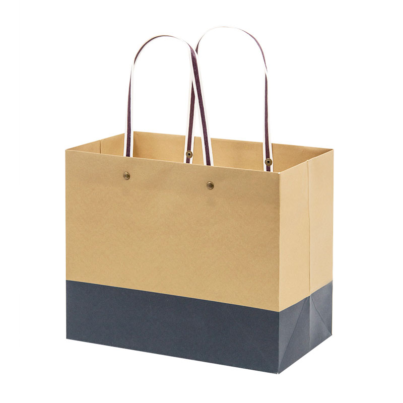 Bolsa de papel Kraft reutilizable de alta calidad Lipack con mango de papel perforado con remaches